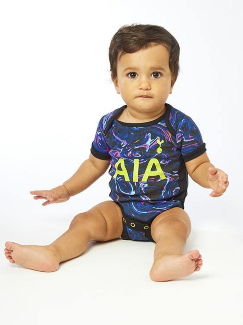 Tottenham Hotspur Neon Logo Kids One-Piece Bodysuit - Black Multicolor